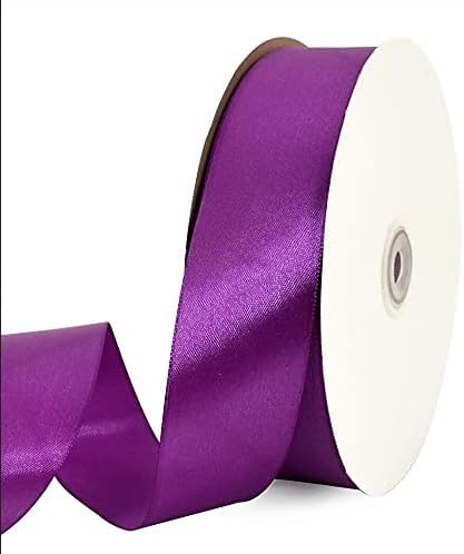 TONIFUL 1-1/2 Inch (40mm) x 100 Yards Purple Wide Satin Ribbon Solid Fabric Ribbon for Gift Wrapping Chair Sash Valentine's Day Wedding Birthday Party Decoration Hair Floral Craft Sewing Halloween