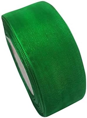 Chenkou Craft Solid Organza Ribbon 1 Roll 50 Yards Christmas Green 2" (50mm) Birthday Craft Bow Party Decoration Packing Ribbons (Green, 2"(50mm))
