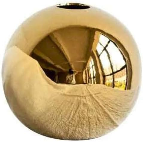Ceramic Flower Vase for Home Decor – Round Ball Vase for Table, Shelf, Living Room Centrepiece | Modern Decorative Item for Home Office Decor (Gold) (Small)