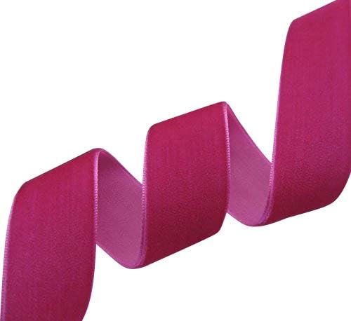 Chenkou Craft Hot Pink 25 Yards/roll 1 1/2" Velvet Ribbon Total 30 Colors Assorted Lots Bulk (Fuschia, 1 1/2"(40mm))