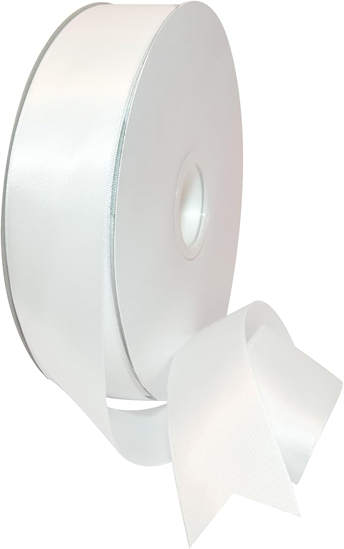 Morex Ribbon Double Face Satin Ribbon, 1.5 inches by 50 Yards, Off White, Silk Ribbons for Gift Wrapping, Birthday Gifts, Satin Dress for Women, Crafts, Wedding