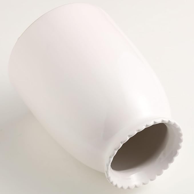 hjn White Flower Vase- Ceramic Vase for Flowers, Modern Vases for Living Room/Home Decor Accents/Entryway/Mantel/Bookshel-White