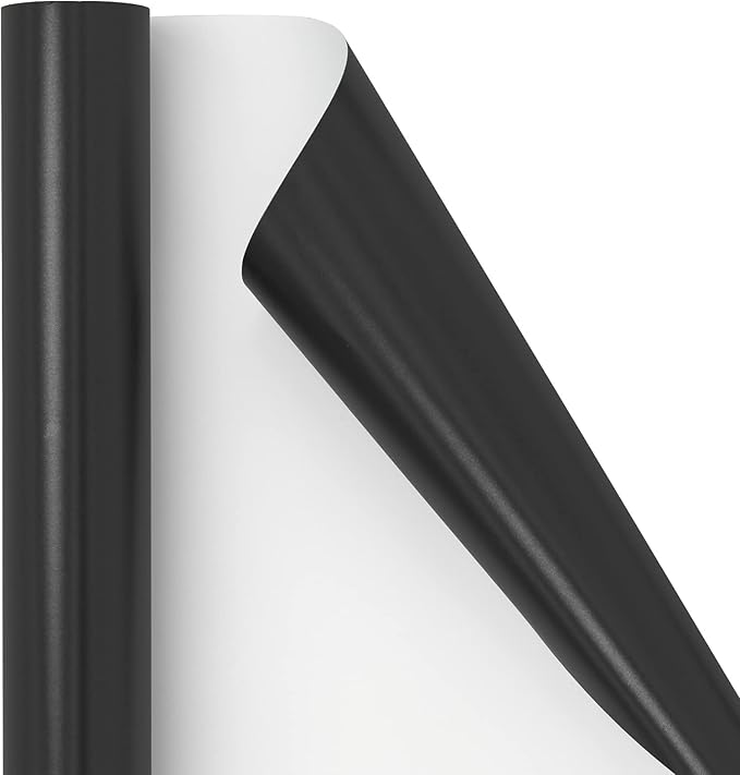 RUSPEPA Matte Black Wrapping Paper - Solid Color Matte Gift Wrapping Paper Roll Perfect for Wedding, Birthday for Men, Christmas, Baby Shower, Graduation Gift, Father's Day Gifts - 17 Inch X 16.5 Feet
