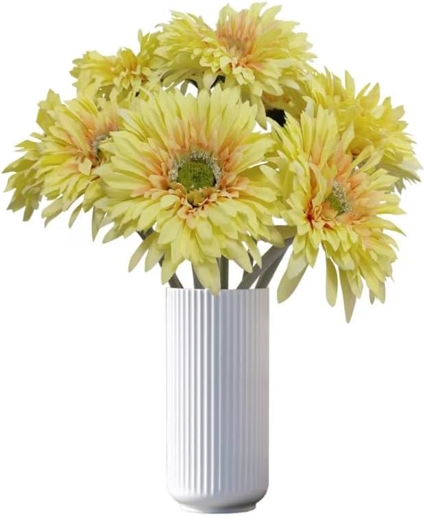 17.5'' Faux Gerbera Daisy Artificial Flowers,10 Pcs Silk Fake Daisies Flowers for Home Kitchen Living Room Bathroom Décor (10, Yellow)