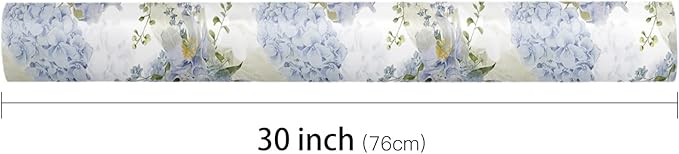 LeZakaa Floral Wrapping Paper Jumbo Roll, Blue Hydrangea Flowers Party Gift Wrap for Wedding, Bridal Shower, Baby Shower, Anniversary, Mother's Day, Birthday, 30 inches x 32.8 Feet