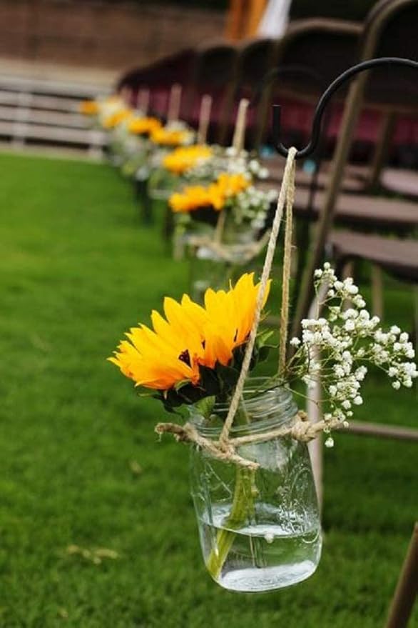 Laelfe Artificial Sunflower Flowers Long Stem Silk Fake Large Sunflowers Decoration for Outdoor Home Wedding Baby Shower Birthday Party Single Bulk Yellow Decor 6PCS (Dark Center)
