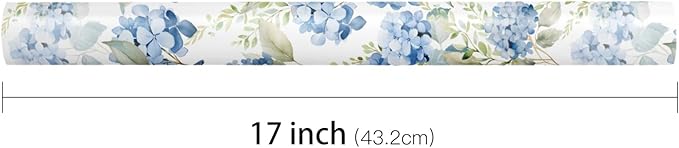 LeZakaa Hydrangea Wrapping Paper Roll, Whimsical Blue Bird Flowers Design for Wedding Bridal Shower Birthday Baby Shower, Kids' Parties, Girls, Boys, Mini Roll 17 in x 16.4 Ft