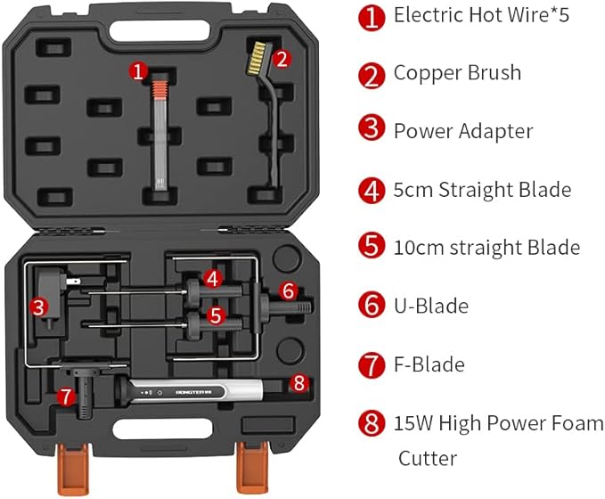 4 in 1 Hot Wire Electric Foam Cutter Kit, Styrofoam Cutting Tool 15W/ 6V with Case, Heated Foam Carving Knife Kit (Toolbox White)