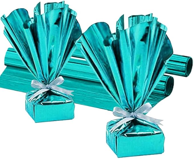 PMU (2 Gift Wrap Mylar Roll Metallic Turquoise 2-sided, 24 Inches X 25 Ft Roll 1.4 Mil Highly Reflective Mylar Film, Great for Gifts, Birthdays, Christmas, Baskets, Arts & Crafts