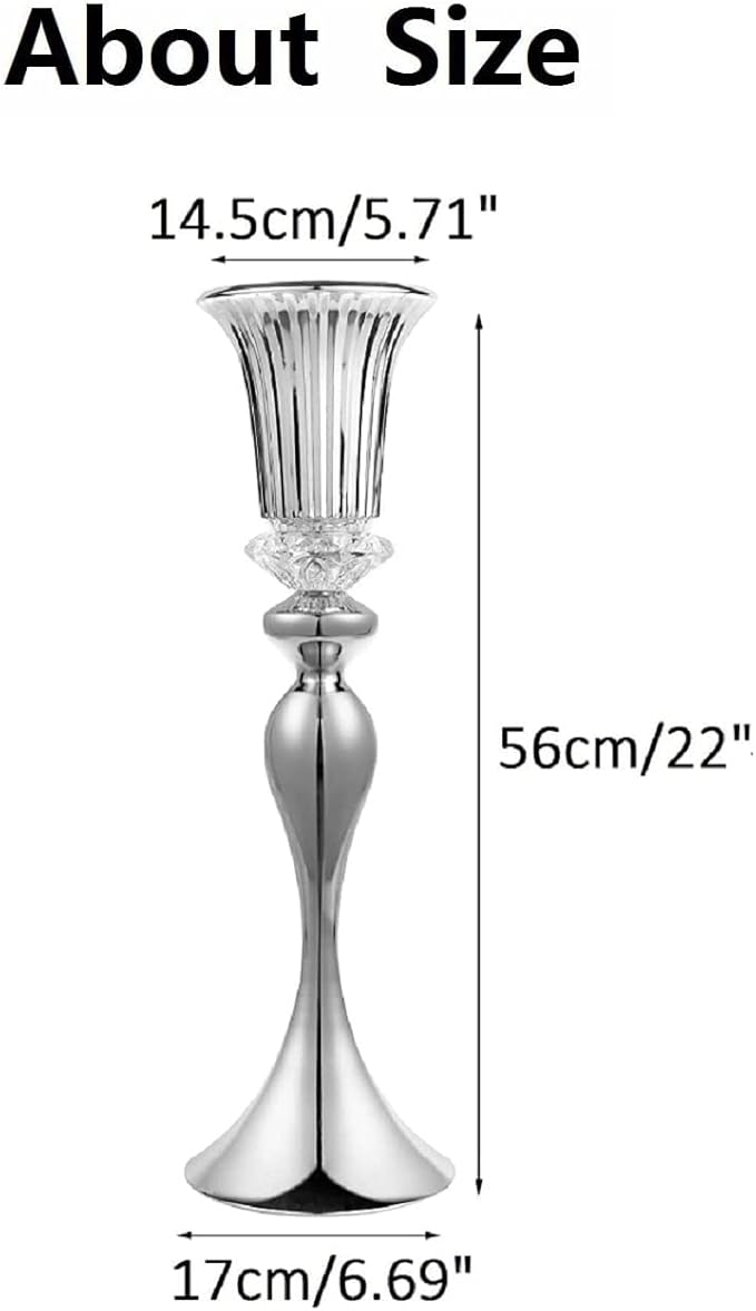 10Pcs/Set Flower Centerpiece Table Decorations Gold Trumpet Vases with Crystal Bead for Wedding Centerpieces Birthday Party Event Home Decor