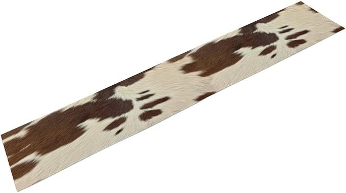 Cow Print Table Runner, Brown Cowhide Western Style Runner Country Farmhouse Cottage Patten Decoration for Home Kitchen Dining,13x120 Inch