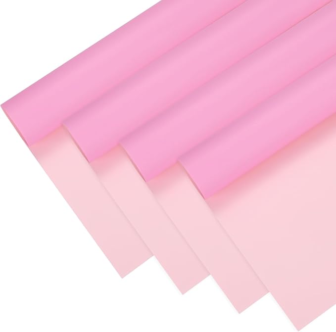 M METERXITY 20 Sheets Flower Wrapping Paper Bouquet, 23 Inch Double-Sided Pink & Light Pink BOPP Waterproof Floral Wrapping Paper Flower Packaging DIY for Wedding/Party/Gift Bouquet Wrap Paper