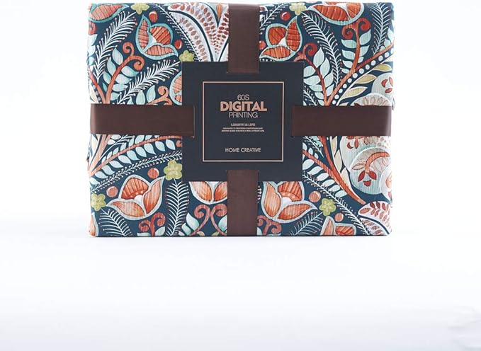 VM VOUGEMARKET Boho Duvet Cover Queen,Paisley Flower Printed Long Staple Cotton Duvet Cover with 2 Pillowcases,Retro Damask Medallion Bedding Set-3 Pieces 90"x90"