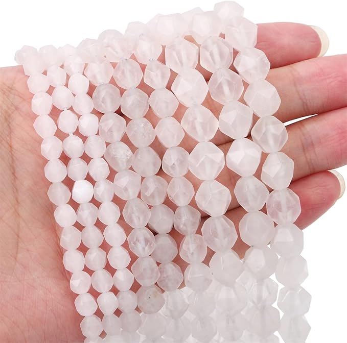 Faceted Natural White Agate Stone Round Beads 6mm 36cm/Strand for Jewelry Making