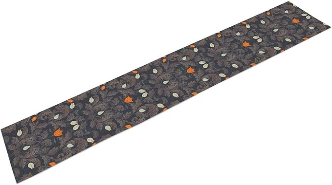 Vintage William Morris Table Runner, Retro Botanical Floral Plant Nature Design Table Runner for Kitchen Dining Wedding, 13x70 Inch