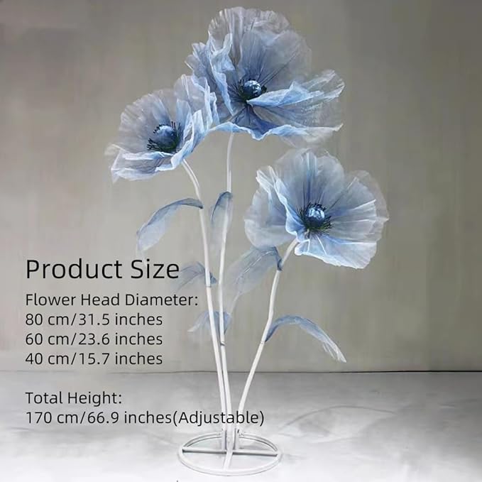 Giant Flowers for Decoration, 5.58 ft Big Artificial Organza Flower for Wedding Reception Birthday Christmas Party Backdrop Decor Photography Props Shop Window Display, Orange