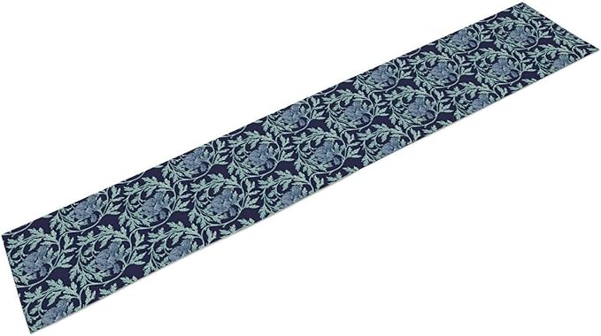 Vintage William Morris Table Runner, Retro Blue Floral Botanical Plant Farmhouse Design Table Runner for Kitchen Dining Party Holiday Decortaion, 13x60 Inch