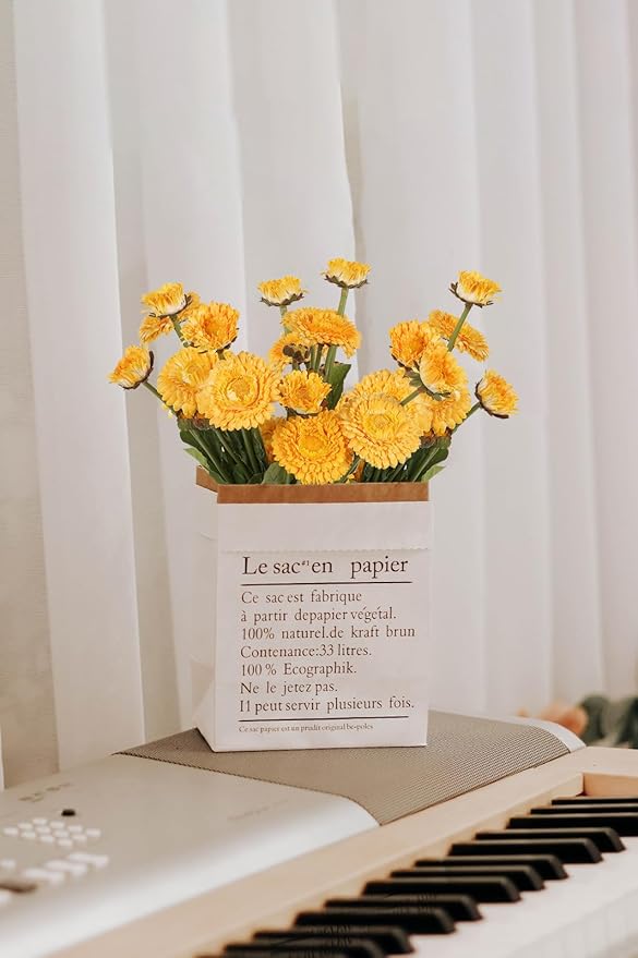 8pcs Yellow Artificial Daisies Silk Pot Marigold Flowers Realistic Faux Flowers for Vase Table Centerpiece Home Wedding Party Garden Decoration(Yellow)
