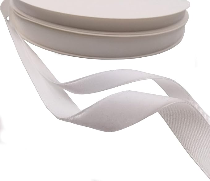 Nylon Velvet Ribbon Single Faced,3/8 Inch X 25Yards Spool (White)