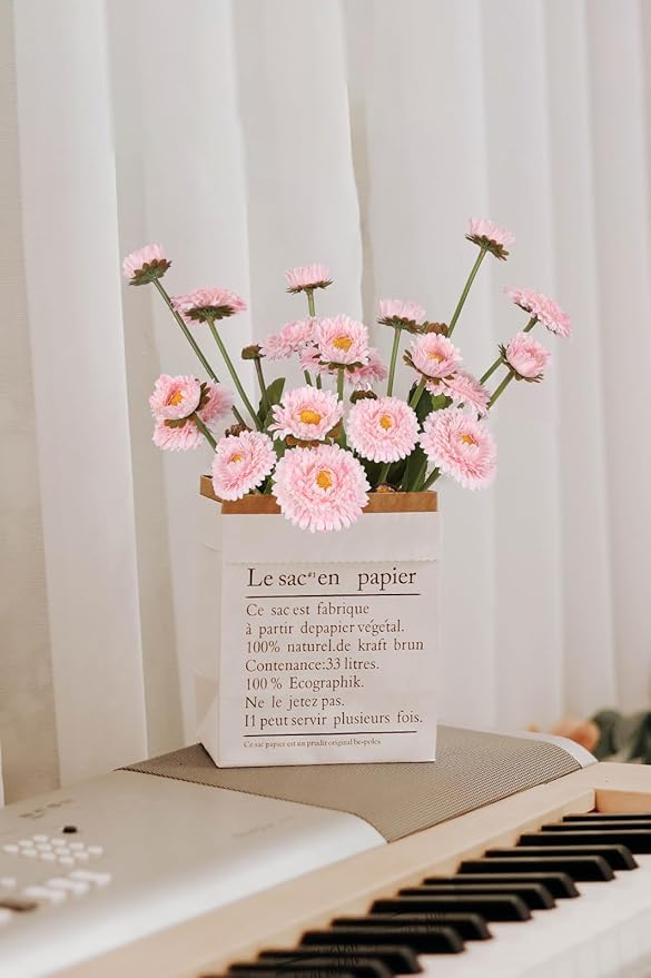Faux Chrysanthemum Flowers 8pcs Silk Fake Daisies Light Pink Artificial Calendulas for Vase Table Centerpiece Home Wedding Party Garden Decoration(Light Pink)