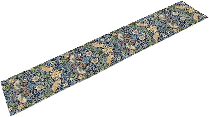 William Morris Floral Table Runner,Flowers Botanical Printed Table Runner for Home Kitchen Dining Table Decoration,13x90 Inch Strawberry Thief