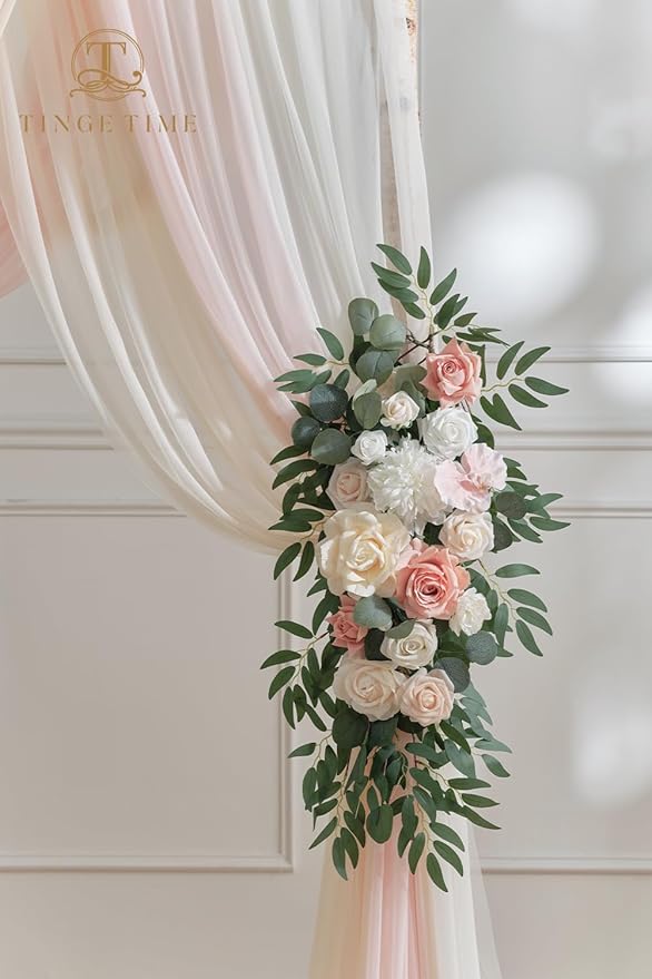 TINGE TIME Artificial Arch Flowers Kit Pack of 5, Wedding Decorations for Reception with Hanging Flowers, Wedding Arch Silk Floral Arrangements Ceremony Backdrop Bridal Shower Outdoor Party Decor