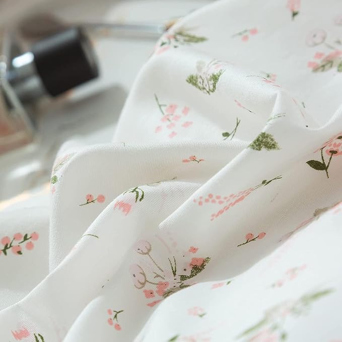 Comforter Twin Floral 2-Piece Soft Bedding Set - Garden Style Pink Flower Print Botanical Comforter & Pillowcases for All Seasons