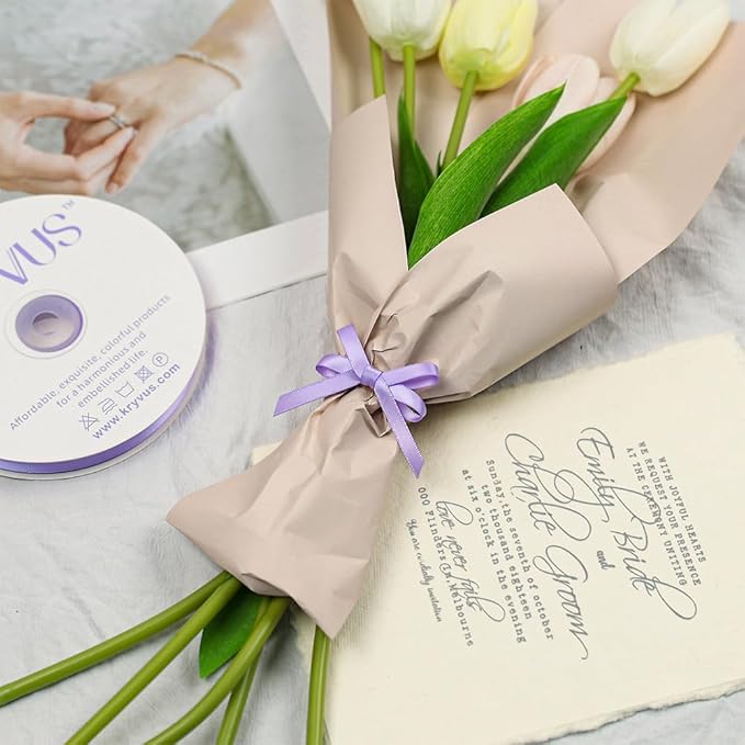 Lilac Satin Ribbon, Double Faced 1/4 Inch X 25 Yards Lilac Ribbon, Premium Satin Ribbon for Gift Wrapping, Crafts, Hair Bow Making, Sewing, Flower Bouquet, Wedding Party Decor