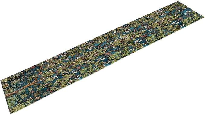 William Morris Floral Table Runner, Vintage Green Botanical Printed Table Runner for Home Kitchen Dining Table Decoration,13x60 Inch