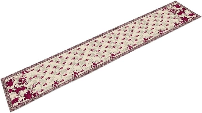 Elegant Floral Table Runner, Vintage Burgundy Maroon Flowers Classic Art Table Decoration Runner for Kitchen Dining Holiday Party Wedding Home Decor, 13x120 Inch