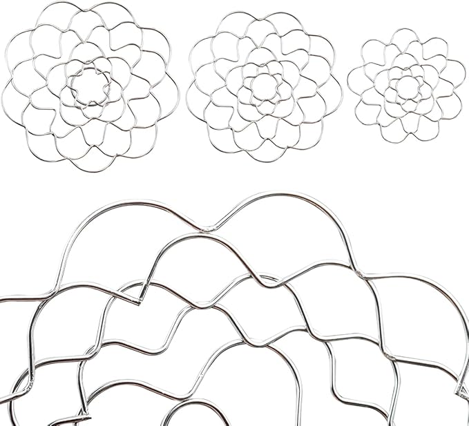 Wolfride 3Pcs Flower Arrangement Holder, Arranger Floral Organizer Floral Grid Holder Flower Frog Tool Wire Flower Arranging Tool for Vase Stems Bouquets(4'', 5'', 6'' Dia)