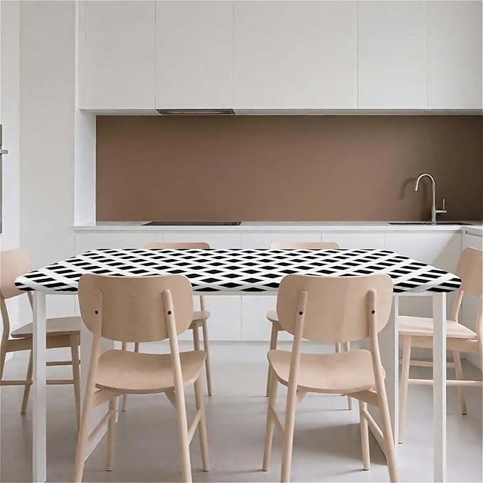 Rectangle Table Cloth Cover Waterproof Elastic Fitted Polyester Fitted Tablecloths for 4 Foot Tables for Indoor,Picnic, Camping, Outdoor (48" x 30",Diamond Geometry)