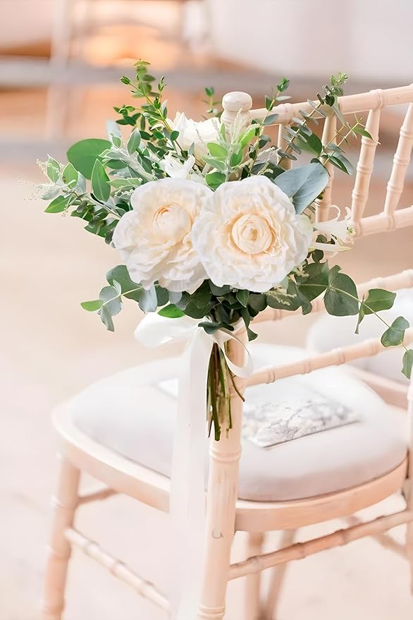 6Pcs Champagne Ranunculus Artificial Flowers 19.7’’ Realistic Faux Ranunculus Silk Peonies with Stems for Wedding Home Party Garden Outdoor Decoration(Champagne)