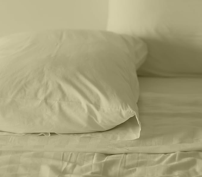 RUVANTI 100% Cotton Twin Sheets Set, 3 Pieces, Soft & Breathable Percale Weave Bedding, Deep Pocket 16", Hotel Standard, Crisp Cool Feel, Durable, Perfect Dyed Bed Sheet, Sage Green