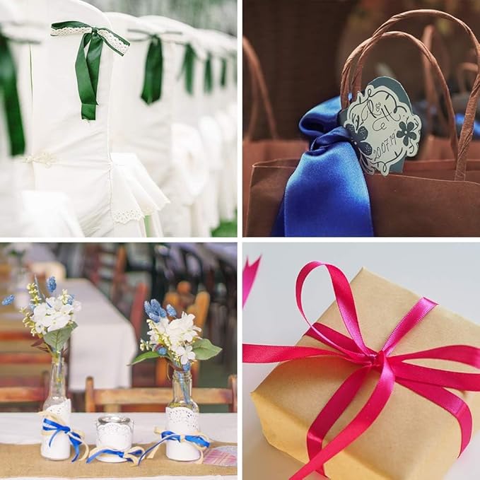 Double Face Black Satin Ribbon 7/8 inch X 25 Yards Polyester Black Ribbon for Gift Wrapping Very Suitable for Weddings Party Invitation Decorations and More
