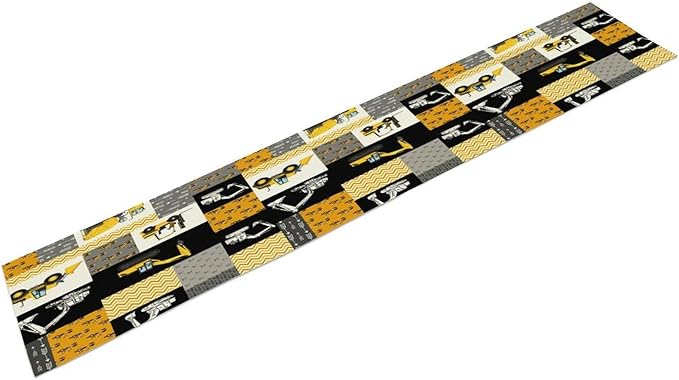 Excavator Table Runner,Boys Kids Construction Vehicles Equipment Trucks Cartoon Car Tablecloth Burlap for Hotel Indoors Outdoor Dining Room Kitchen Holiday Party, 13x60in
