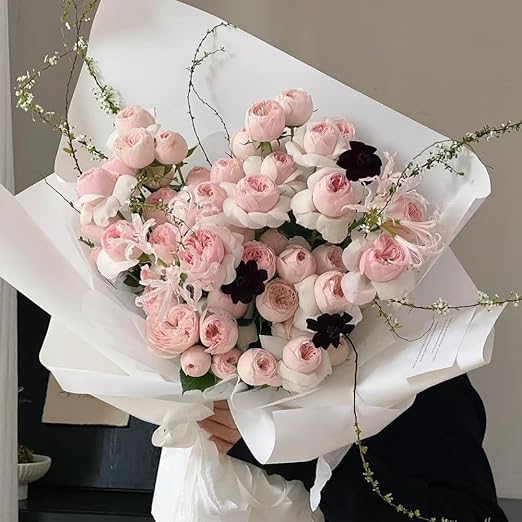 BBJ WRAPS Flower Wrapping Paper Solid Color, Waterproof Korean Bouquet Wrapping Paper Floral Paper Wrap Florist Supplies, 20 Sheets, 20.8x22.0 inch (White)