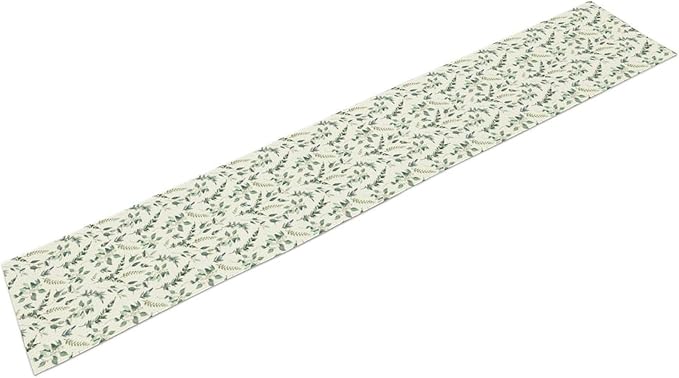 Watercolor Leaf Table Runner, Green Botanical Leaves Nature Decor Table Runner for Kitchen Dining Party Picnic Decoration, 13x70 Inch