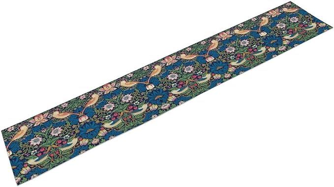 William Morris Floral Table Runner, Vintage Flowers Blue Botanical Printed Table Runner for Home Kitchen Dining Table Decoration,13x36 Inch