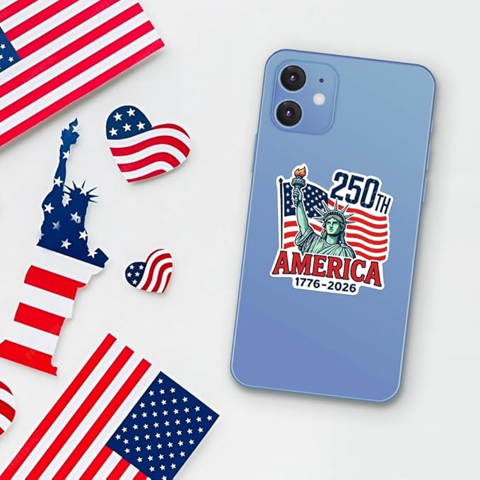 HANDICHI Design 5 Pack 2 Inch America 250th Anniversary Stickers (1776β2026), Patriotic Statue of Liberty & USA Flag Vinyl Decals