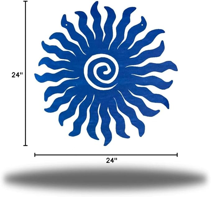 Riverside Designs Sunburst Metal Wall Art Steel Outdoor Decor - Heavy-Duty and Waterproof - Made in USA (24", Blue)