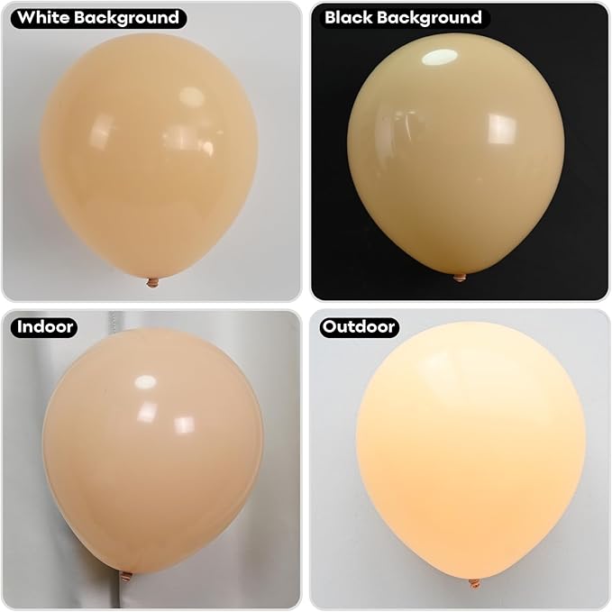 Togvu Nude Balloons Different Sizes, 123 Packs Boho Beige Balloons, Pack of 18 12 10 5 Inch Retro Apricot Balloons Garland Arch Kit for Boho Birthday Baby Shower Wedding Party Decoration