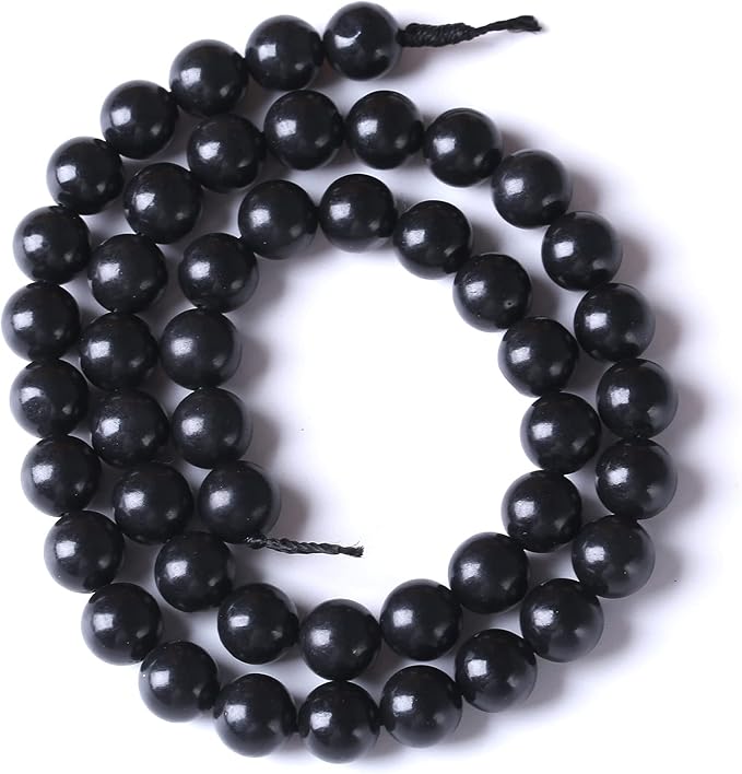 6MM 60PCS Natural Stone Shungite Beads Crystal Loose Beads for Jewelry Making DIY Bracelet