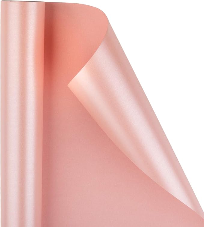 RUSPEPA Pink Gift Wrapping Paper, Jumbo Roll, Pink Solid Color Pearly Shiny Silk Gift Paper for Valentine's Day, Wedding, Birthday, Christmas, Baby Shower Girls, Anniversary, 30 inches x 32.8 feet
