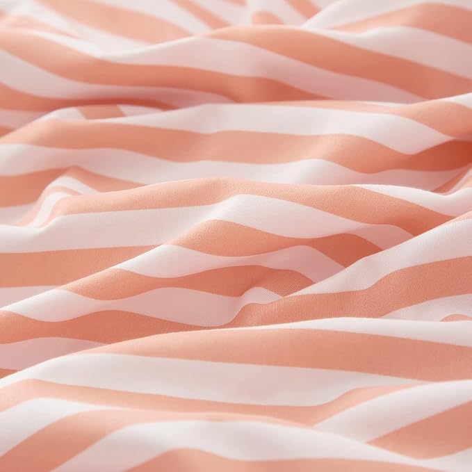 LifeTB Striped Comforter Set Twin XL Modern Style Pink White Stripes Pattern Comforter Set Fluffy Boho Comforter with 2 Pillowcases Teens Girls Cozy Dorm Bedding Twin XL Bed Comforter for All Season