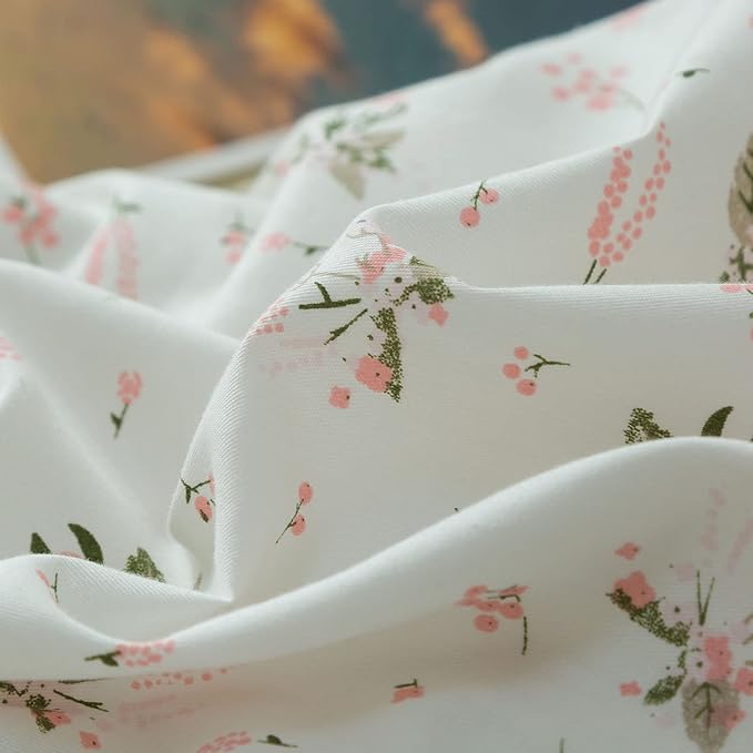 EAVD Vintage Style Pink Floral Duvet Cover Twin XL 100% Cotton Girls White Pink Botanical Bedding Set with 2 Pillowcases Chic Shabby Garden Botanical Floral Twin XL Duvet Cover with Zipper Closure