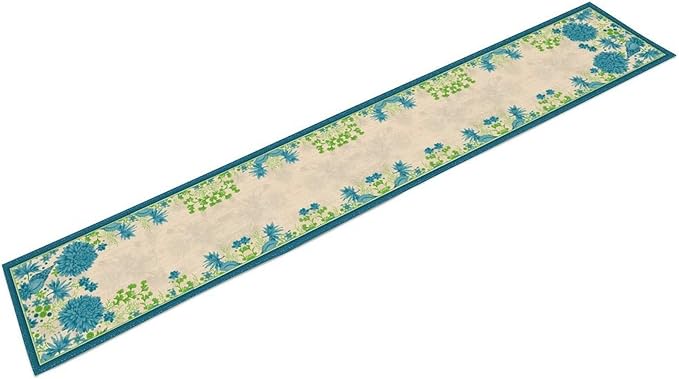 Vintage Floral Table Runner, Elegant Blue Flowers Nature Design Table Runner for Kitchen Dining Holiday Party Home Decoration, 13x70 Inch