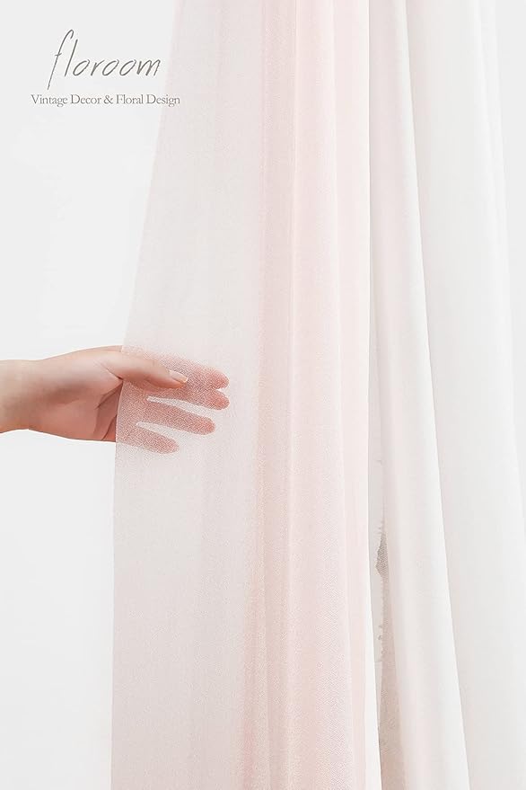 Floroom Arch Flowers with Drapes Kit (Pack of 4) - 2pcs Artificial Dusty Rose & Blush Floral Swag Arrangement with 2pcs Draping Fabric for Wedding Ceremony Arbor and Reception Backdrop Decoration
