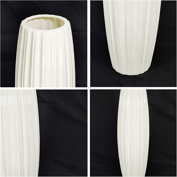 Large Floor Ceramic Vase 17.7 Inches Tall,White Modern Flower Tall Vases for Office, Home,Farmhouse,Living Room Décor,Simple Origami Design Fall Decorative Porcelain Flower Arrangement Vase Ideal Gift