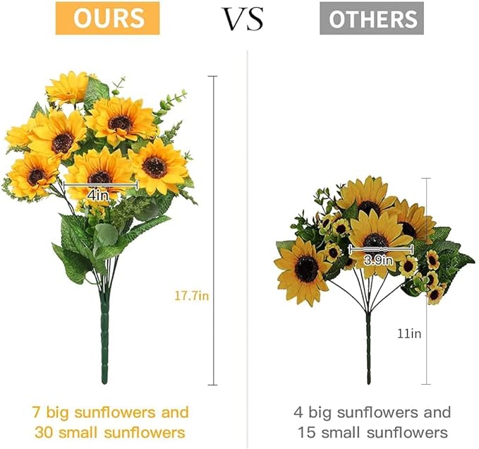 AmyHomie Artificial Sunflower Bouquets,2 Bunches Fake Flowers for Outdoors Baby Shower Home Wedding Fall Decor, Bride Holding Flowers,DIY Garden Craft Art Decor